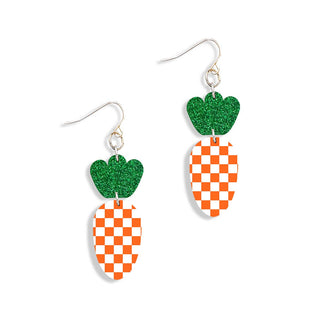 Orange Check Carrot Earrings