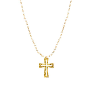 Textured Gold Cross Rhonda Necklace