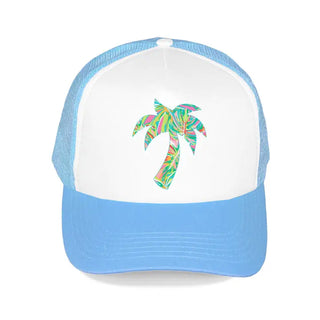 Let's Get Tropical Trucker Hat #L197-BLU-HTTRPPALM23