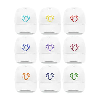 Heart Baseball White Cap