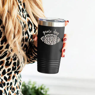 Game Day Leopard Football 20oz Tumbler #TWB20-GDLPRDFB-BLK