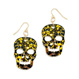 Black & Gold Skull Earrings #ACE-300GD-SKYLL-BKGD