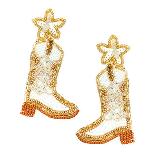 Gold Neon Moon Boot Earrings #VLJE8139-GD