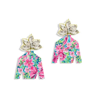 Preppy Floral Jockey Earrings #ACE-489CRY-JOCKEY-PREP