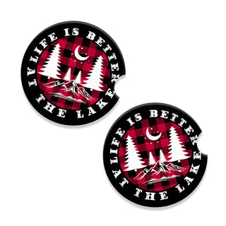 Buffalo Check Lake Life is Better Car Coaster Set #SPACK-CC132-BCHBET