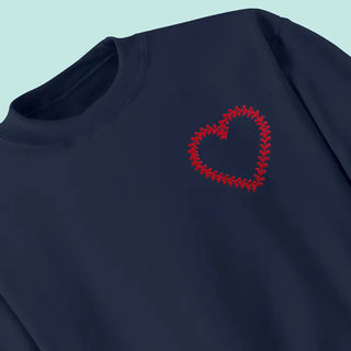Baseball Laces Heart Embroidered Sweatshirt #MSW-ASHLG-BHRT