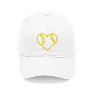 Heart Baseball White Cap