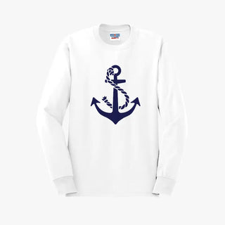 Navy Anchor Long Sleeve Shirt #HPLS-WHTSM-NYANCH