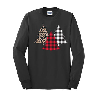 Christmas Tree Trio Black Long Sleeve Shirt