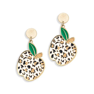 Leopard Apple Enamel Earrings #VLJE345-LPRDAPPLE