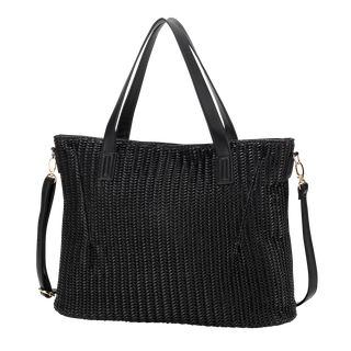Textured Black Audrey Purse w/Aqua Stripe Dot Crossbody