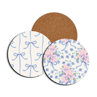 Blue Bow Coaster Set