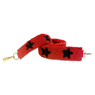 Red & Black Star Beaded Crossbody Strap #MNA107VL-REDBLK