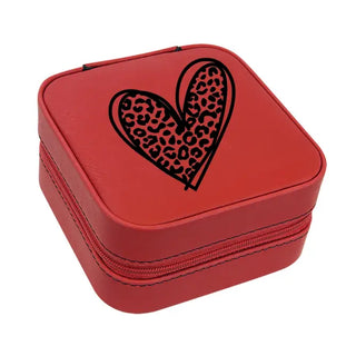 Leopard Heart Red Jewelry Case #L2308-RED-LPRDHRT
