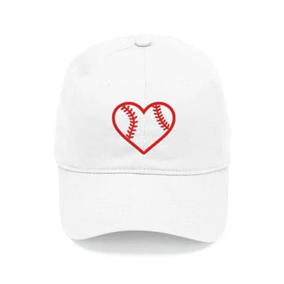 Heart Baseball White Cap