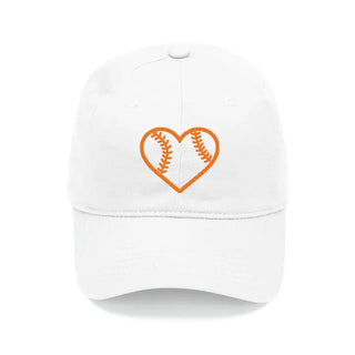 Heart Baseball White Cap