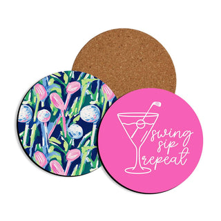 Swing, Sip, Repeat Golf Coaster Set