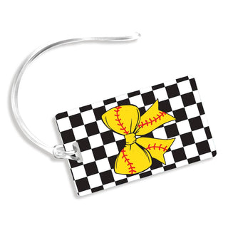 Softball Bow Bag Tag