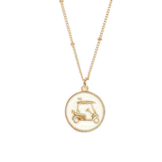 White Golf Cart Necklace #VLJ2638-WHTGCART