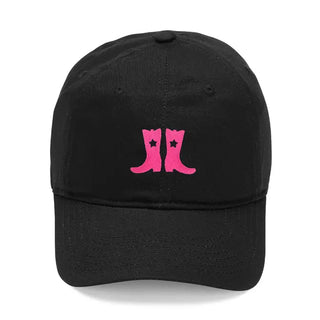 Black Cap with Hot Pink Cowgirl Boots