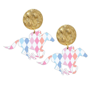 Bright Diamonds Acrylic Derby Earrings #ACE-490GD-DERBY-DIAM