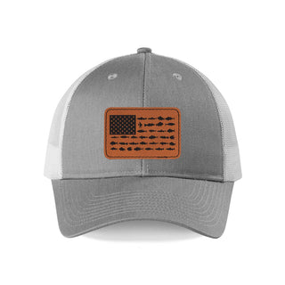 Fish Flag Patch Grey & White Snapback
