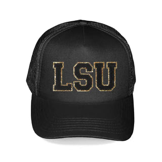 LSU Varsity Patch Trucker Hat #HP197-BLK-PBLKLSU