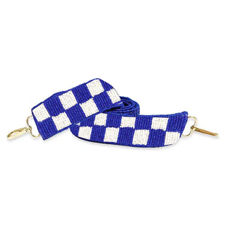 Royal Blue Check Beaded Crossbody Strap #MNA107VL-RBLCK