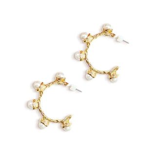 Pearl Textured Hoop Earrings #VLJE3320-PRL