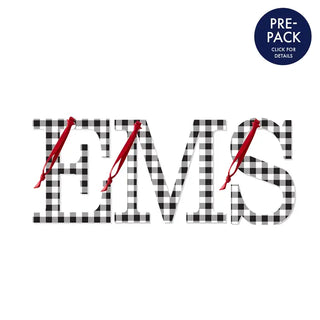 Black Buffalo Check Large Initial Ornament 14 pc Set #PACK-ACOR-INITIALS-BLKCHECK