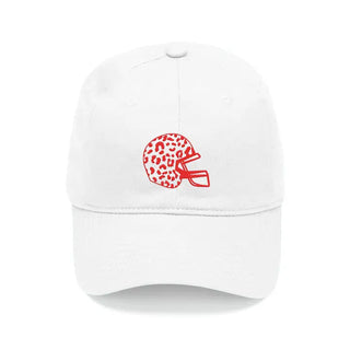 White Cap with Red Leopard Helmet #M190VL-WHT-LHRED