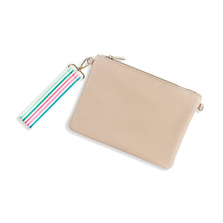 Tan Madeline Wristlet with Tulum Stripe Wristlet Strap