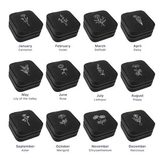 Birth Month Flower Jewelry Case #L2303-BLK-APR