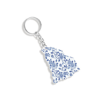 Blue Floral South Carolina Keychain