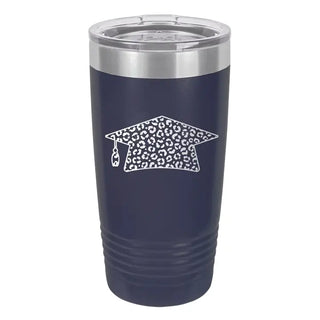 Leopard Grad Cap Navy 20oz Tumbler #TWB20-LPRDGRAD-NAVY