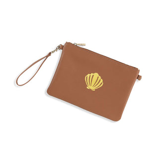 Gold Seashell Camel Madeline Wristlet