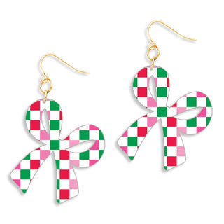 Check it Out Bow Earrings #ACE-300GD-BOW-CHK