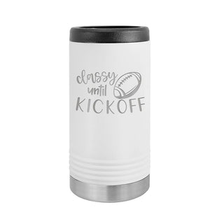White Classy Until Kickoff Slim Can Beverage Holder