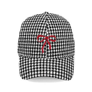 Garnet Bow Houndstooth Cap