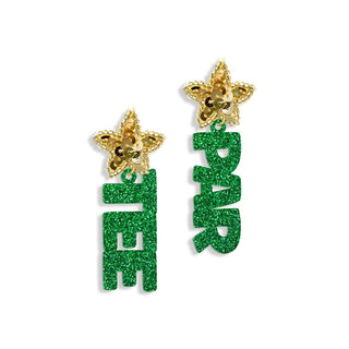 Green Glitter Par Tee Golf Earrings