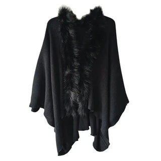 Black Faux Fur Pippa Shawl #MS9030VL-BLK