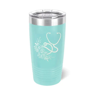 Floral Stethoscope Teal 20oz Tumbler #TWB20-STETH-TEAL