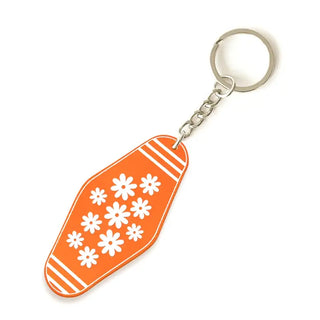 Orange & White Flower Motel Keychain #ACK-HOTEL-ORGWHT-FLOW