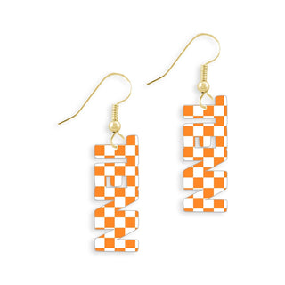 Orange & White Check Tennessee Earrings