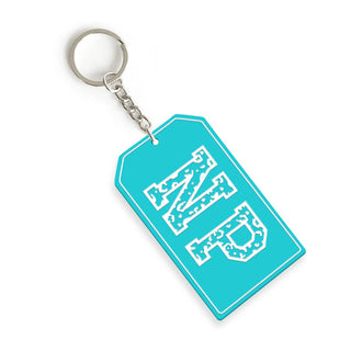 Teal & White Leopard NP Nurse Tag Keychain