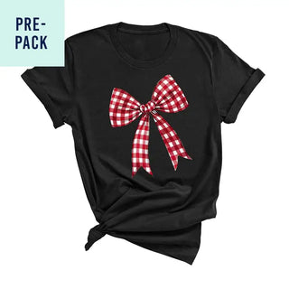 Garnet Check Bow Black T-Shirt 9 pc Set #PACK-BLK-GARBOW