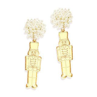 Mirrored Gold Nutcracker Earrings #ACE-491PRL-NC-MRGD