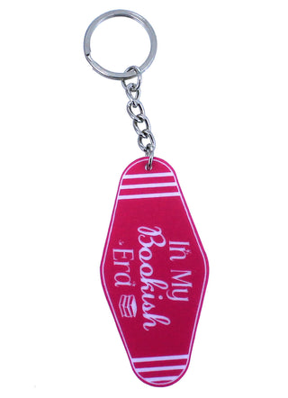 Hot Pink & White In my Bookish Era Motel Keychain #ACK-HOTEL-HTPKWHT-BOOKERA