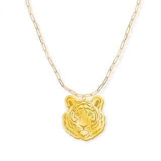 Mirrored Gold Tiger Rhonda Necklace #ACN-215GD-TIG-MRGD