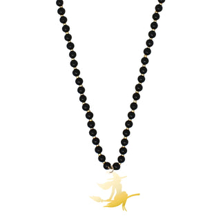 Mirrored Gold Witch Black Jennifer Necklace #ACN-BLKW-WITCH-MRGD